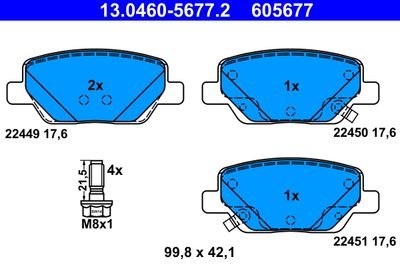 Brake Pad Set, disc brake ATE 13.0460-5677.2