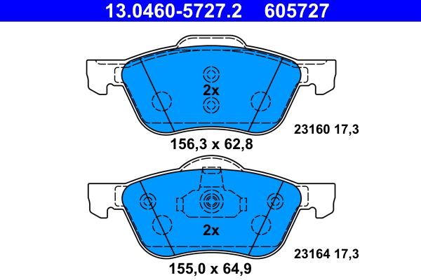 ATE 13.0460-5727.2 Brake Pad Set, disc brake
