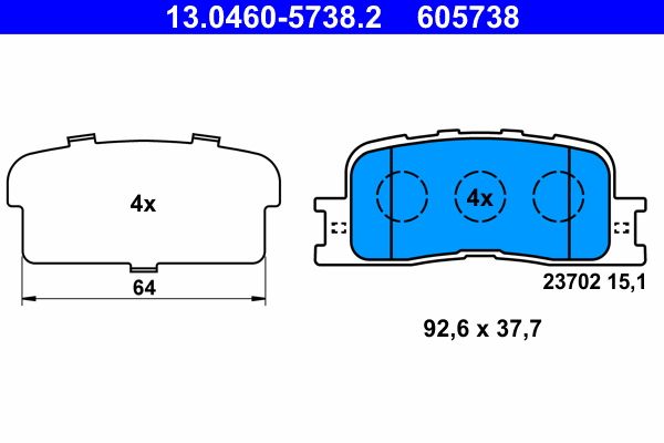 ATE 13.0460-5738.2 Brake Pad Set, disc brake