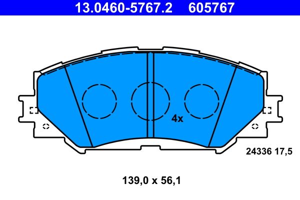 ATE 13.0460-5767.2 Brake Pad Set, disc brake