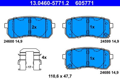 Brake Pad Set, disc brake ATE 13.0460-5771.2