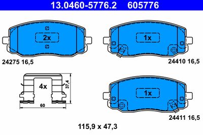 Brake Pad Set, disc brake ATE 13.0460-5776.2