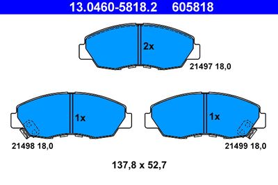 Brake Pad Set, disc brake ATE 13.0460-5818.2