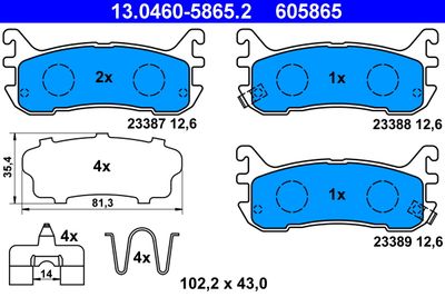 Brake Pad Set, disc brake ATE 13.0460-5865.2