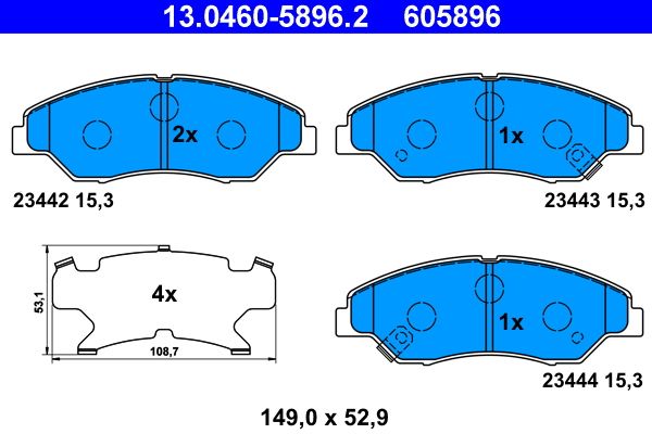 ATE 13.0460-5896.2 Brake Pad Set, disc brake