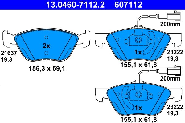 ATE 13.0460-7112.2 Brake Pad Set, disc brake
