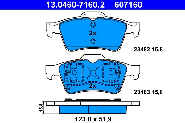ATE 13.0460-7160.2 Brake Pad Set, disc brake