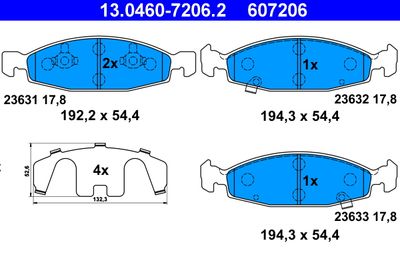 Brake Pad Set, disc brake ATE 13.0460-7206.2