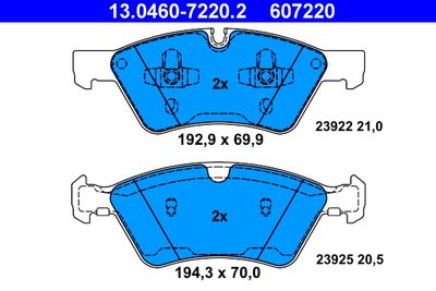 Brake Pad Set, disc brake ATE 13.0460-7220.2