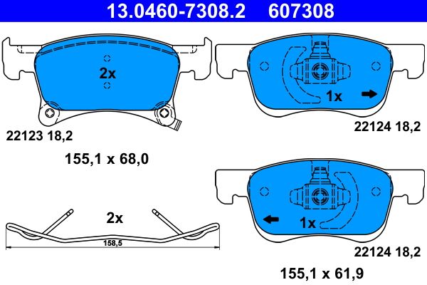 ATE 13.0460-7308.2 Brake Pad Set, disc brake