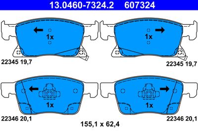 Brake Pad Set, disc brake ATE 13.0460-7324.2