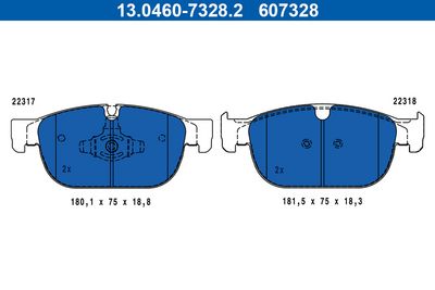 Brake Pad Set, disc brake ATE 13.0460-7328.2