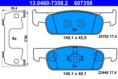 Brake Pad Set, disc brake ATE 13.0460-7358.2