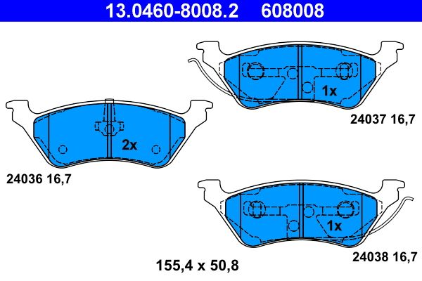 ATE 13.0460-8008.2 Brake Pad Set, disc brake