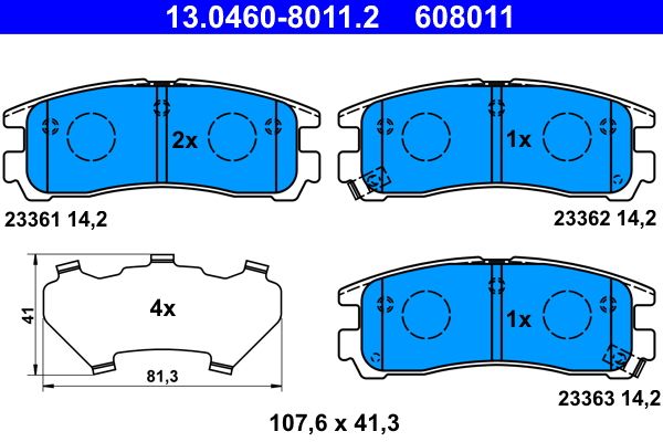 ATE 13.0460-8011.2 Brake Pad Set, disc brake