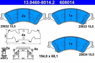 Brake Pad Set, disc brake ATE 13.0460-8014.2