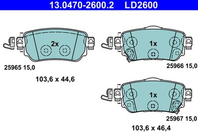 Brake Pad Set, disc brake ATE 13.0470-2600.2