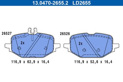 Brake Pad Set, disc brake ATE 13.0470-2655.2