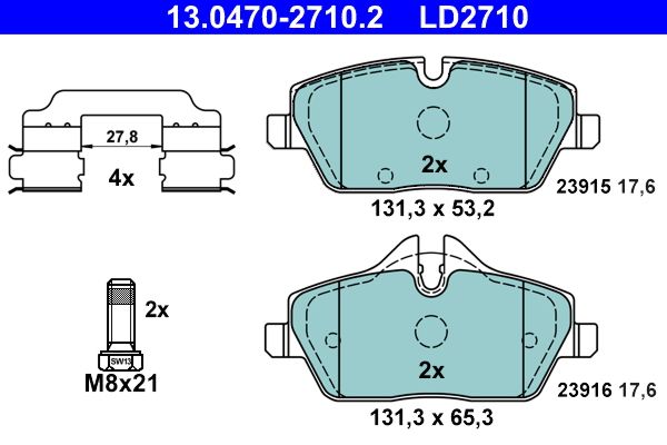 ATE 13.0470-2710.2 Brake Pad Set, disc brake