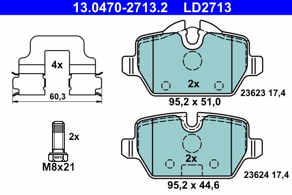 ATE 13.0470-2713.2 Brake Pad Set, disc brake