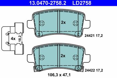 Brake Pad Set, disc brake ATE 13.0470-2758.2