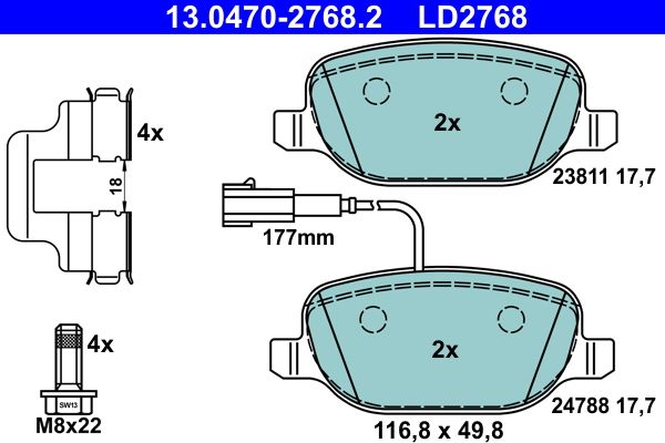ATE 13.0470-2768.2 Brake Pad Set, disc brake