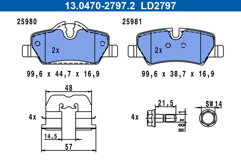 ATE 13.0470-2797.2 Brake Pad Set, disc brake