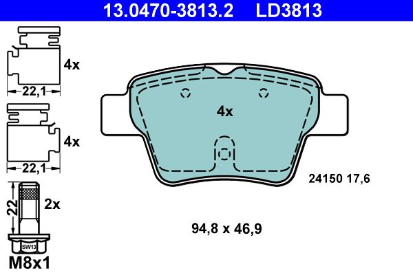 ATE 13.0470-3813.2 Brake Pad Set, disc brake