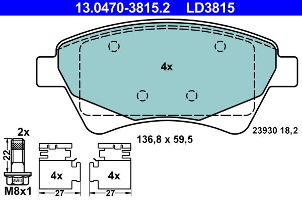 ATE 13.0470-3815.2 Brake Pad Set, disc brake