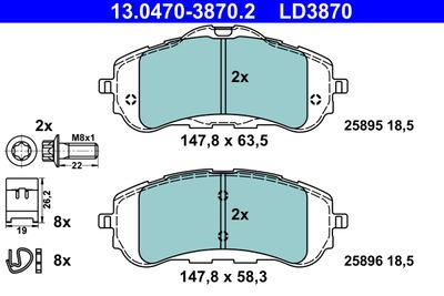 Brake Pad Set, disc brake ATE 13.0470-3870.2
