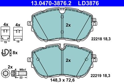 Brake Pad Set, disc brake ATE 13.0470-3876.2