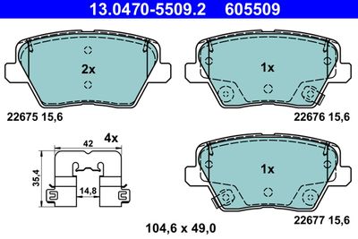 Brake Pad Set, disc brake ATE 13.0470-5509.2
