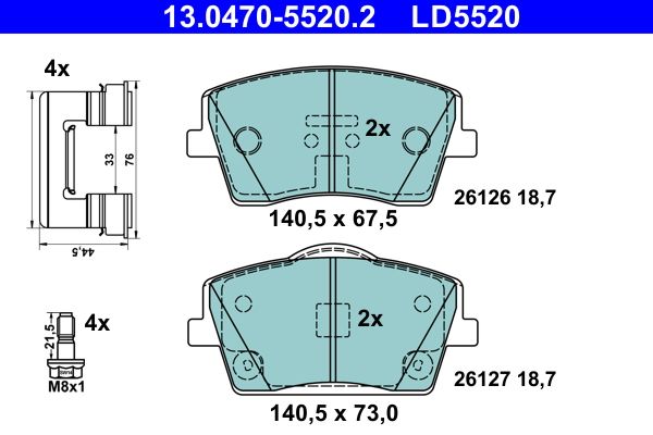 ATE 13.0470-5520.2 Brake Pad Set, disc brake