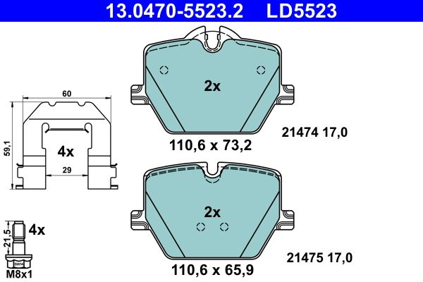 ATE 13.0470-5523.2 Brake Pad Set, disc brake