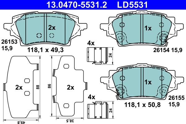 ATE 13.0470-5531.2 Brake Pad Set, disc brake