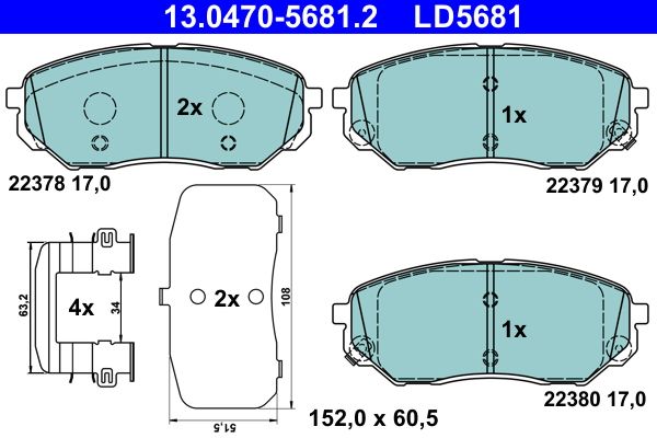 ATE 13.0470-5681.2 Brake Pad Set, disc brake