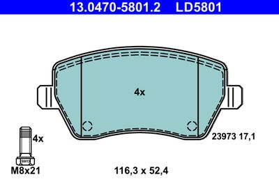 Brake Pad Set, disc brake ATE 13.0470-5801.2