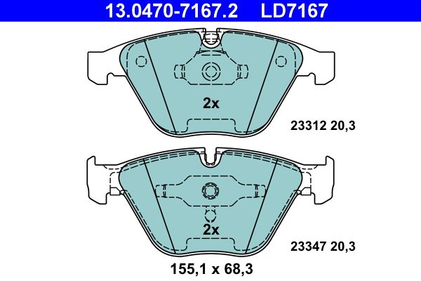 ATE 13.0470-7167.2 Brake Pad Set, disc brake