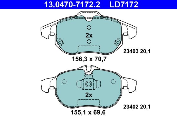 ATE 13.0470-7172.2 Brake Pad Set, disc brake