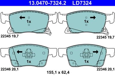 Brake Pad Set, disc brake ATE 13.0470-7324.2