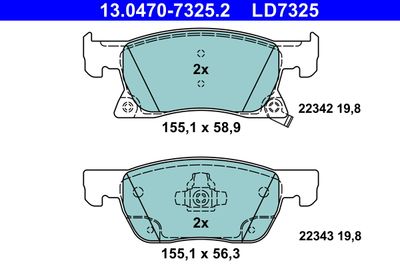 Brake Pad Set, disc brake ATE 13.0470-7325.2