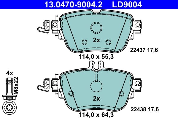 ATE 13.0470-9004.2 Brake Pad Set, disc brake