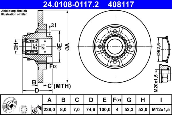 ATE 24.0108-0117.2 Brake Disc