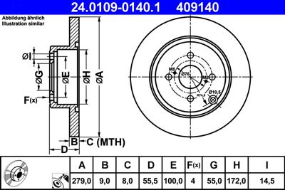 Brake Disc ATE 24.0109-0140.1