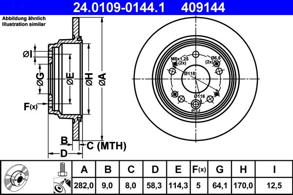 ATE 24.0109-0144.1 Brake Disc