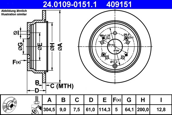 ATE 24.0109-0151.1 Brake Disc