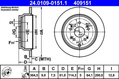 Brake Disc ATE 24.0109-0151.1