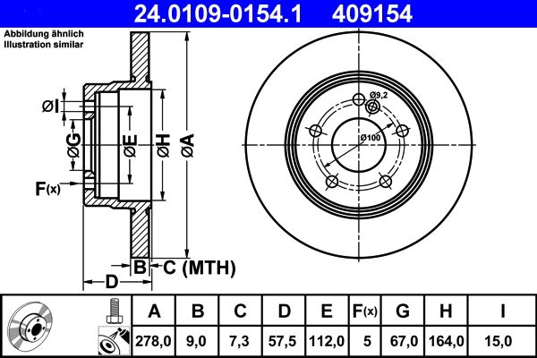 ATE 24.0109-0154.1 Brake Disc