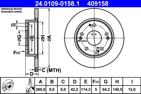 ATE 24.0109-0158.1 Brake Disc