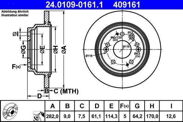 ATE 24.0109-0161.1 Brake Disc
